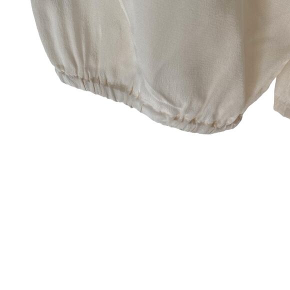 Tory Burch Cream Silk Embroidered Mirror Sequin Off Shoulder Blouse size 6 - Picture 6 of 9